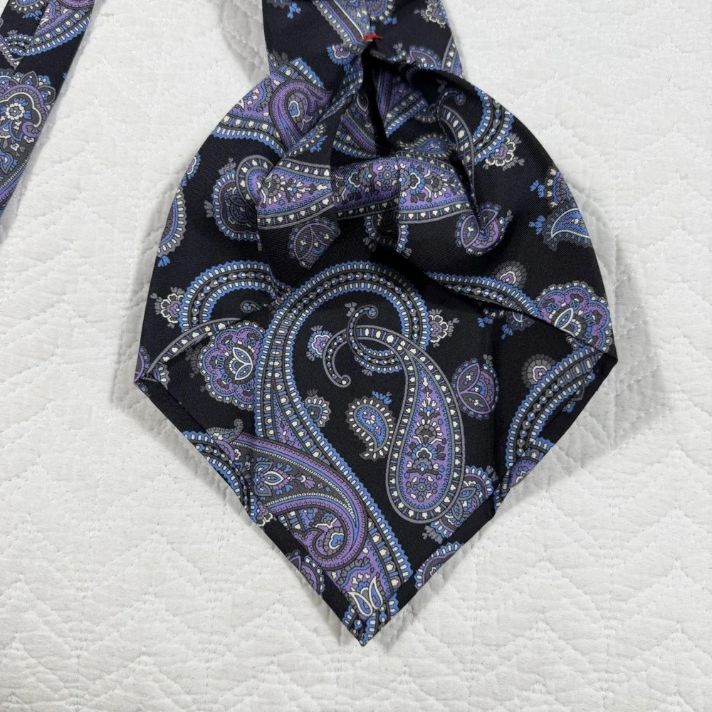 Daniel Cremieux Signature Mens Tie Paisley Silk‎ Black Purple 7 Fold 60